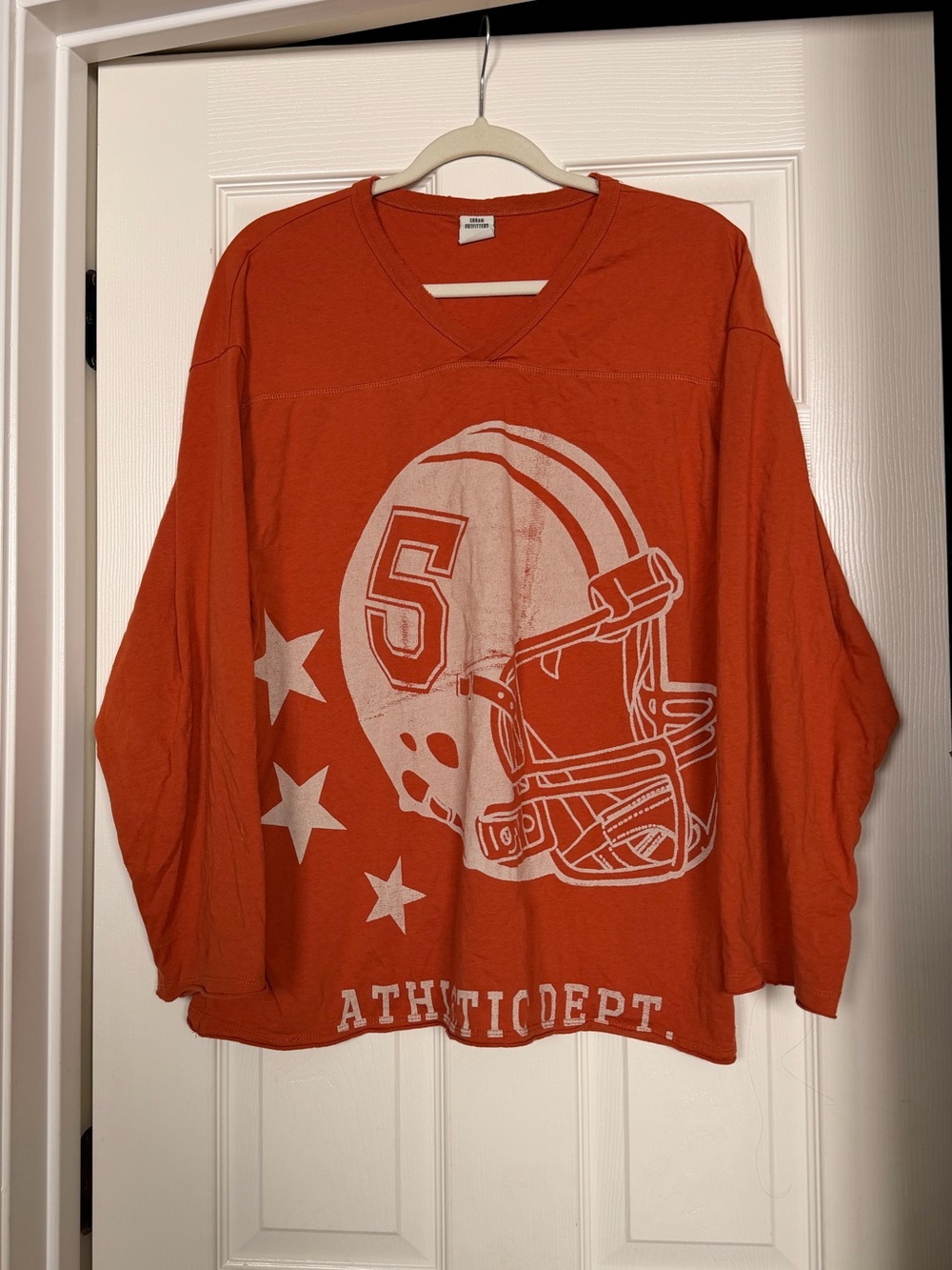 Urban Outfitters Orange Graphic Athletic  Football Pullover
